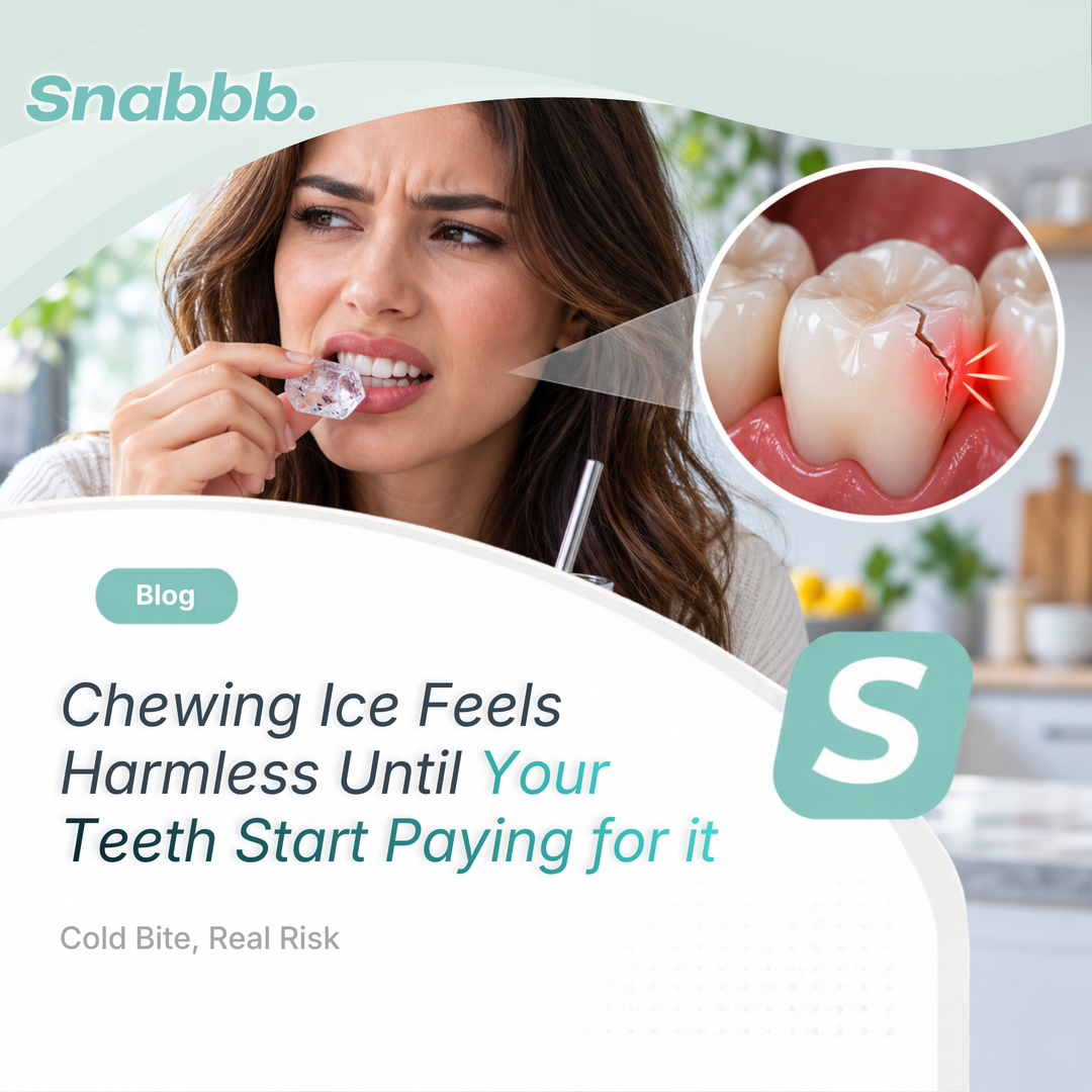 Chewing ice cubes can crack teeth and damage dental restorations.