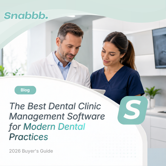 Snabbb dental clinic platform dashboard showing connected tools and features for managing daily clinic operations in one place.