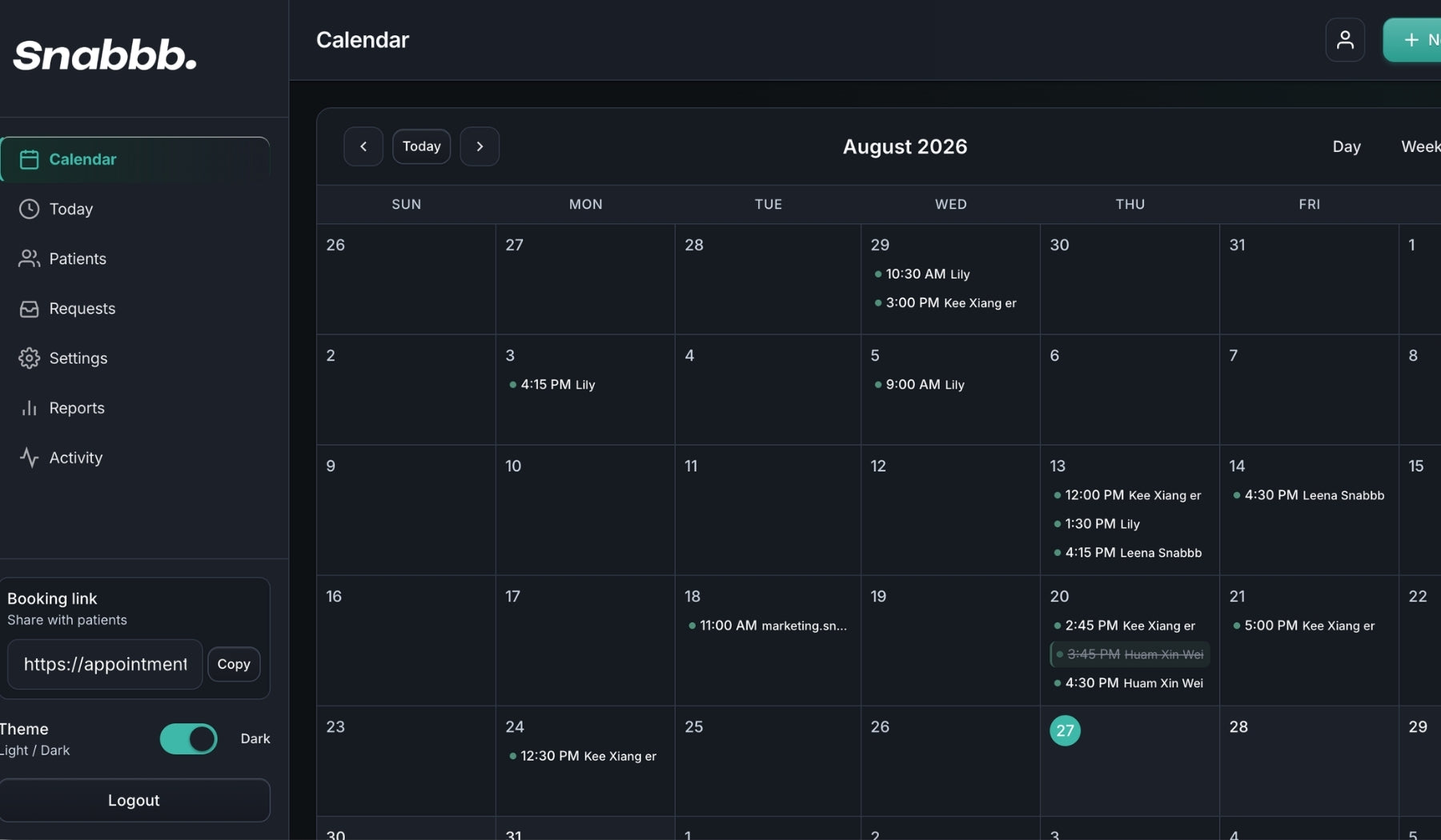 Snabbb Appointment overview