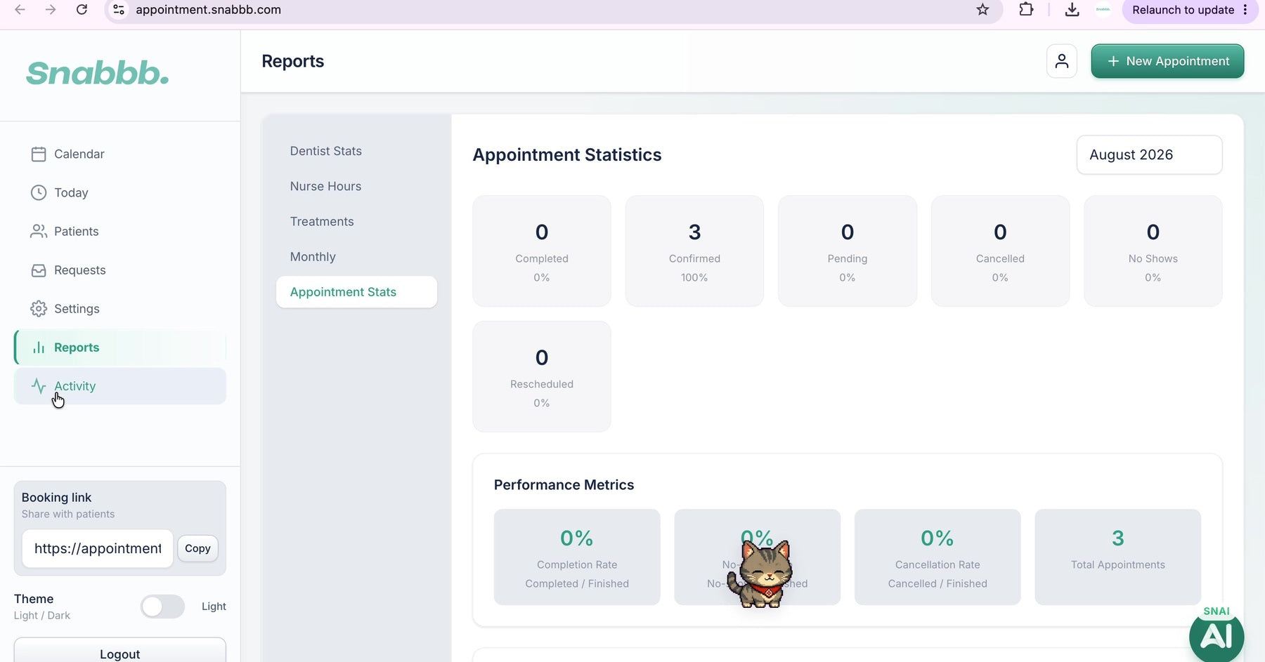 Snabbb Appointment reports and statistics