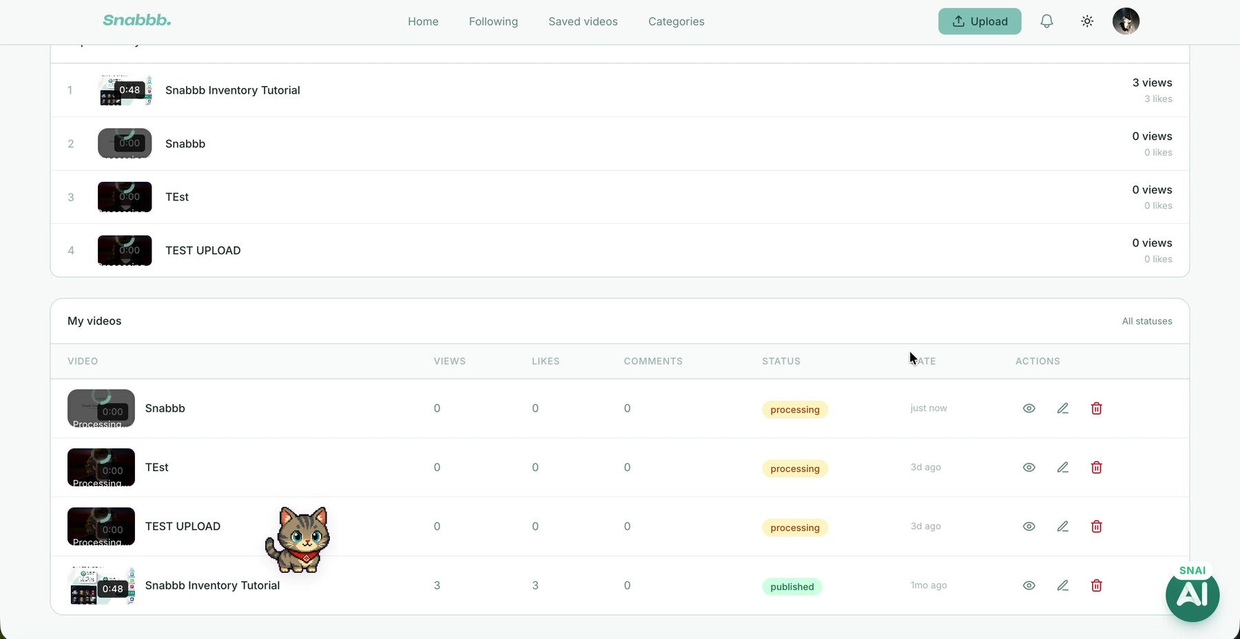 Snabbb E-Learning creator studio video management