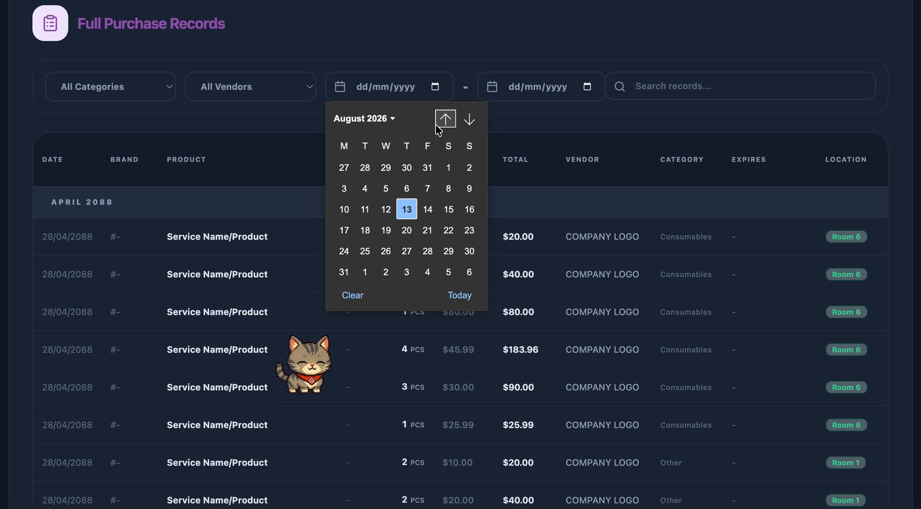 Snabbb Inventory full purchase history records