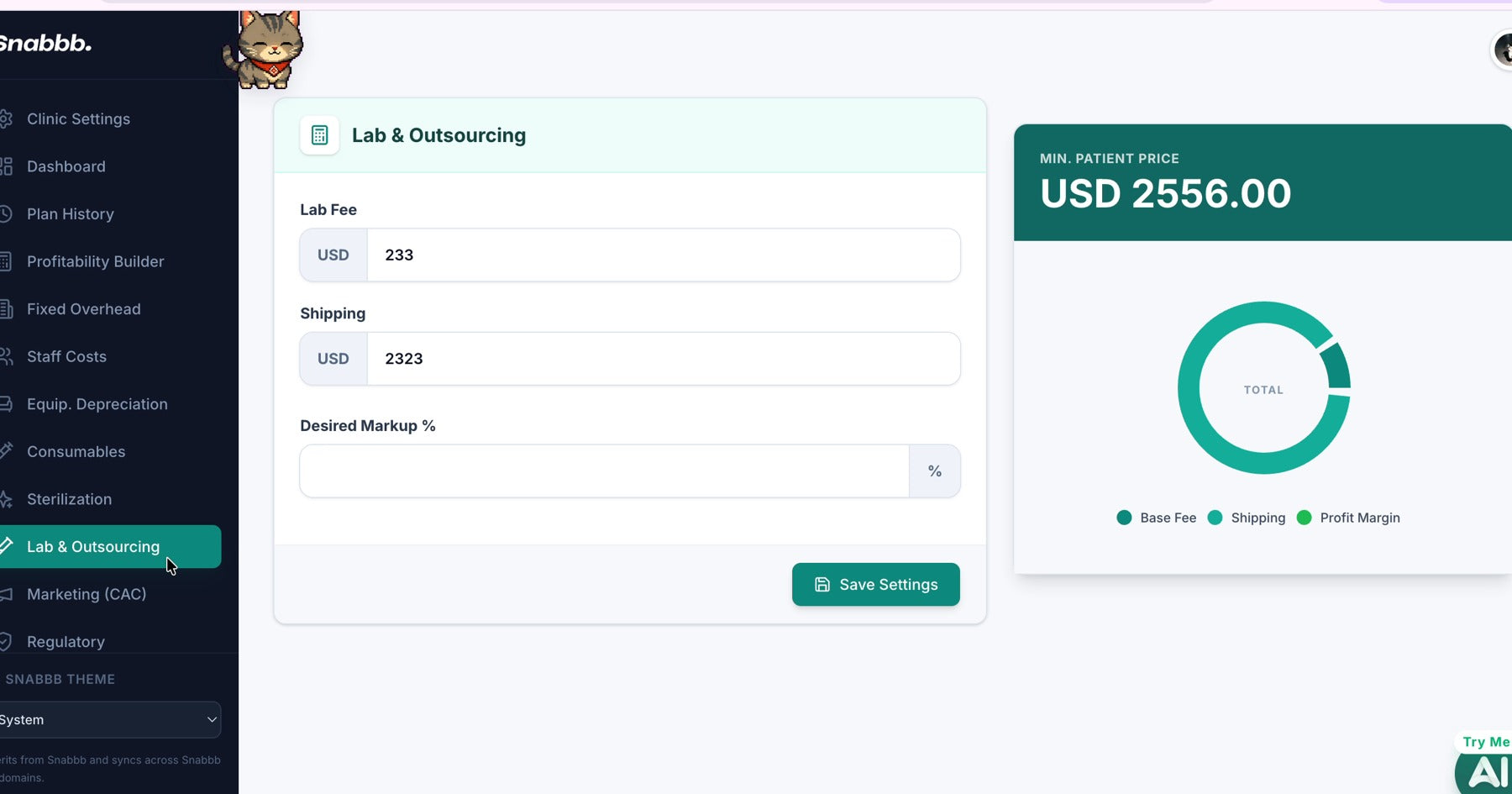 Snabbb lab and outsourcing cost calculator