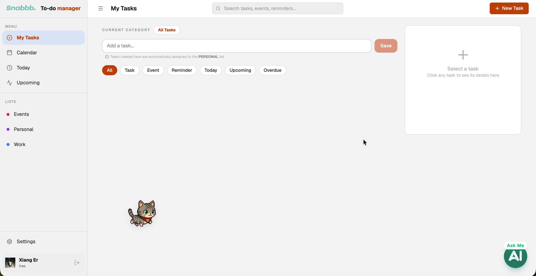 Snabbb To-Do Manager task overview